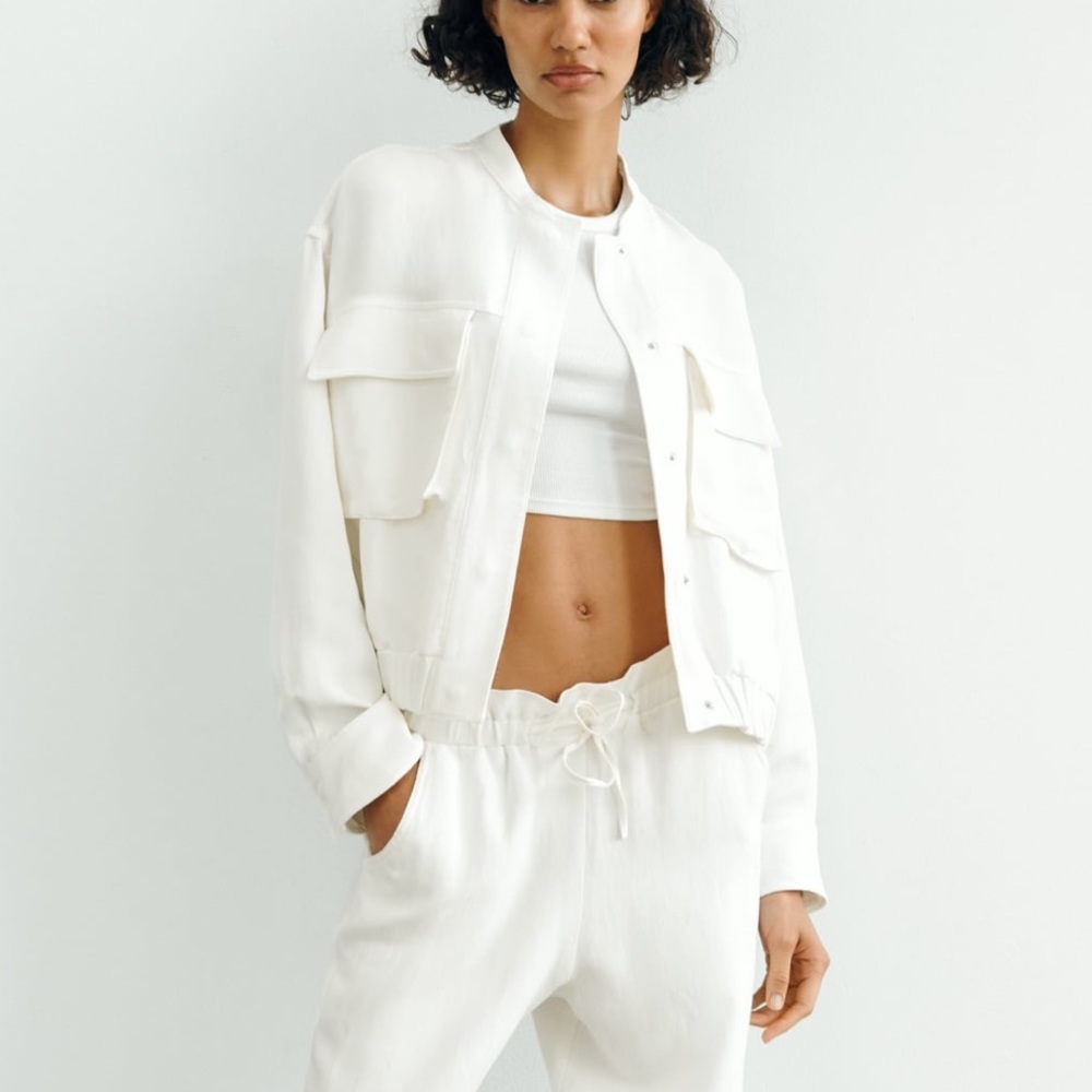 Zara white linen jacket xs-s